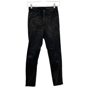 Rag & Bone High-Rise Skinny Leather Pants Black Size 26